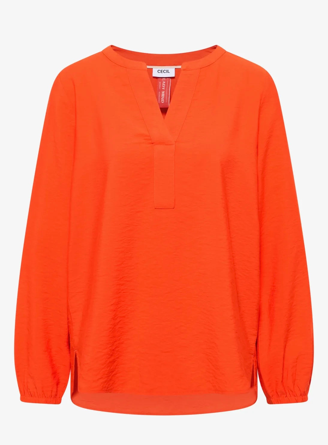 Solid splitneck blouse Oransje