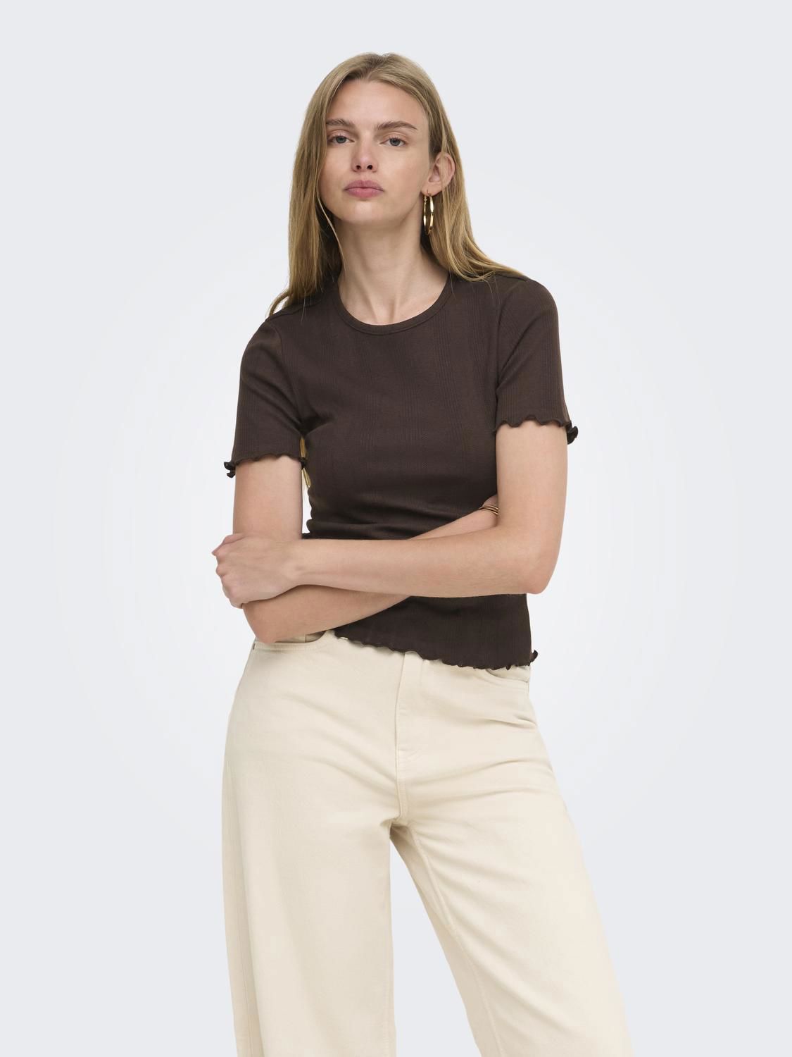 Onltenna O-Neck S/s Top Jrs Noos Brun