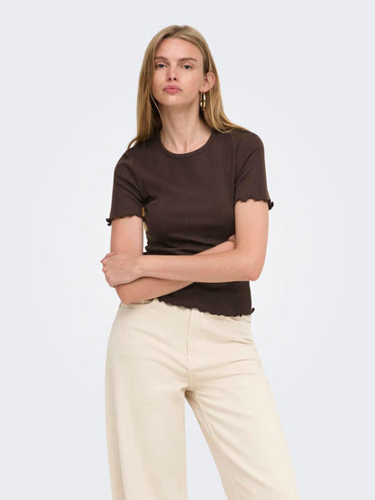 Onltenna O-Neck S/s Top Jrs Noos Brun