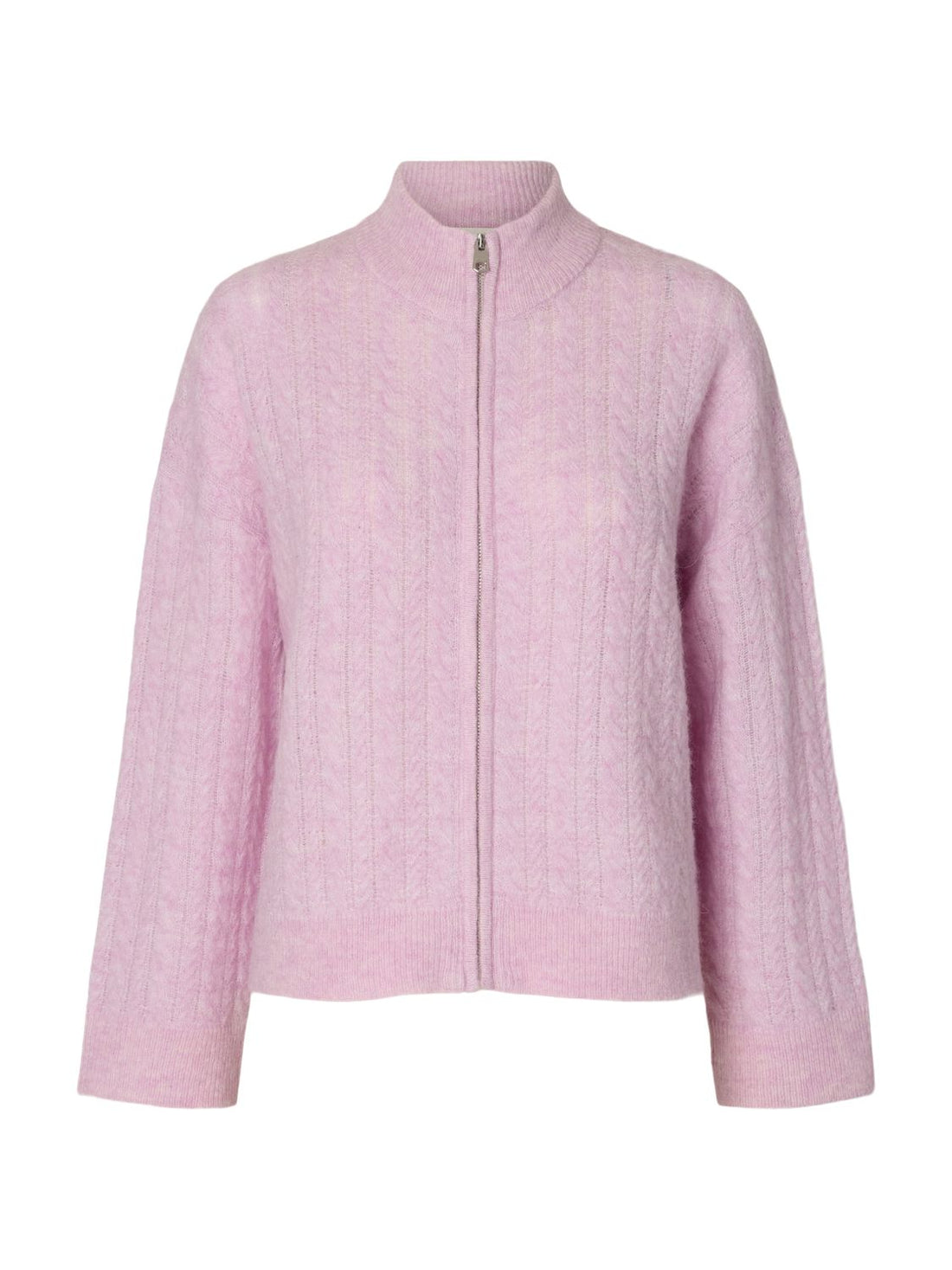 Slwlulu Cable Ls Knit Zipper Cardigan Rosa