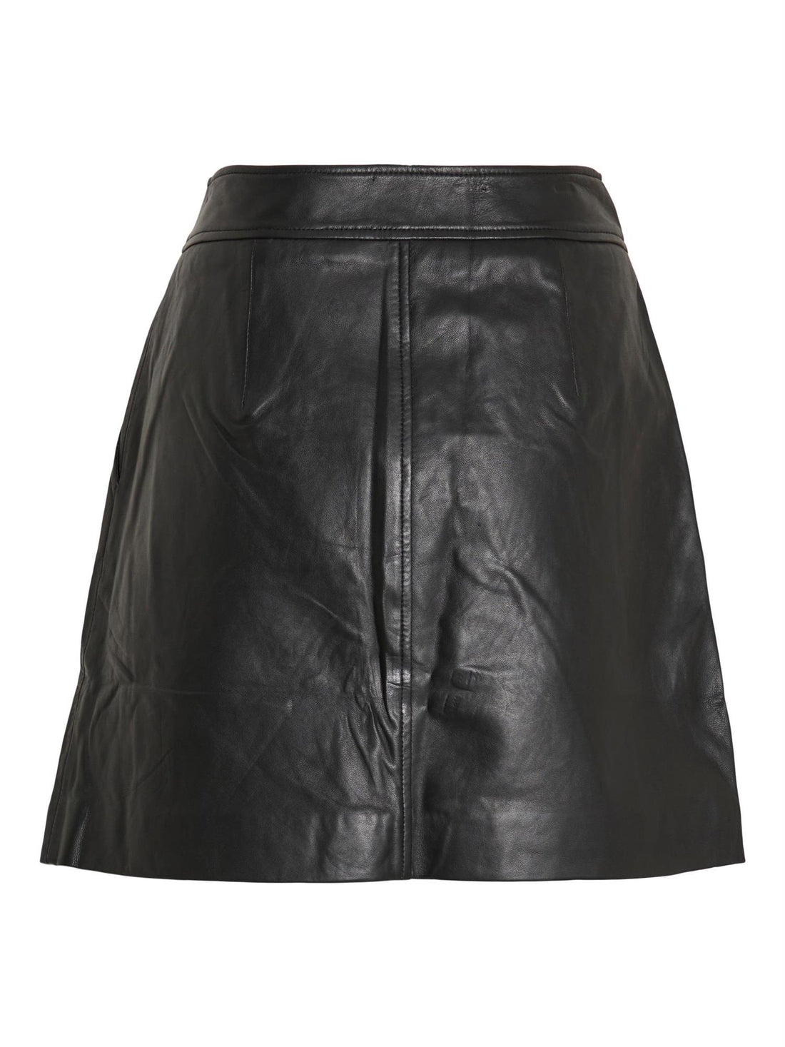 VIDIANE HW LEATHER SKIRT/ROU Svart