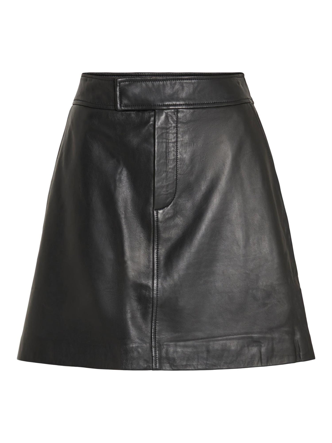 VIDIANE HW LEATHER SKIRT/ROU Svart