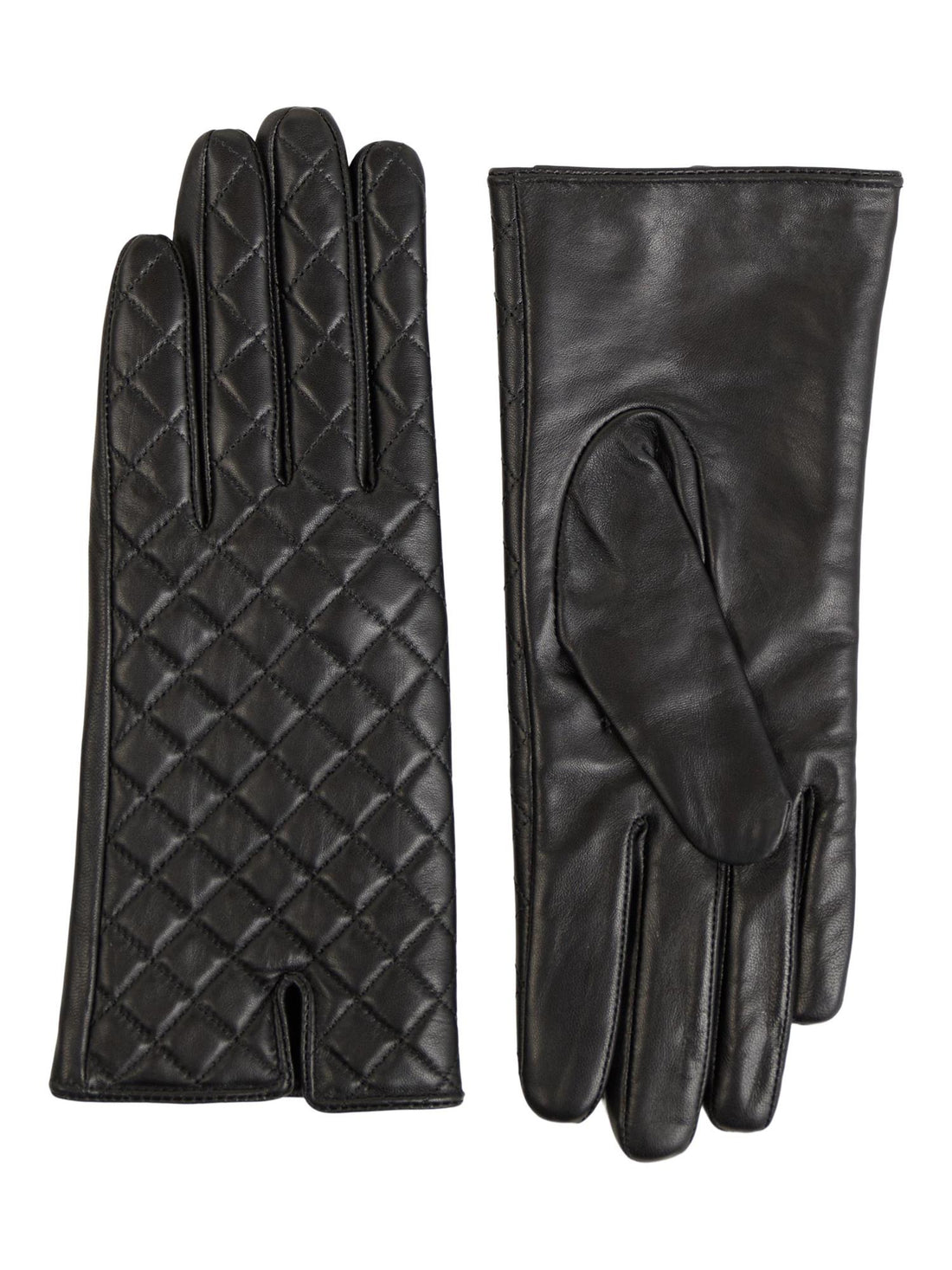 OBJCAMMI QUILTED LEATHER GLOVES Svart